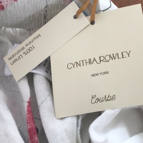 Cynthia Rowley linen machine washable Curve leaf print flat front pants 1X NWT - Picture 9 of 9